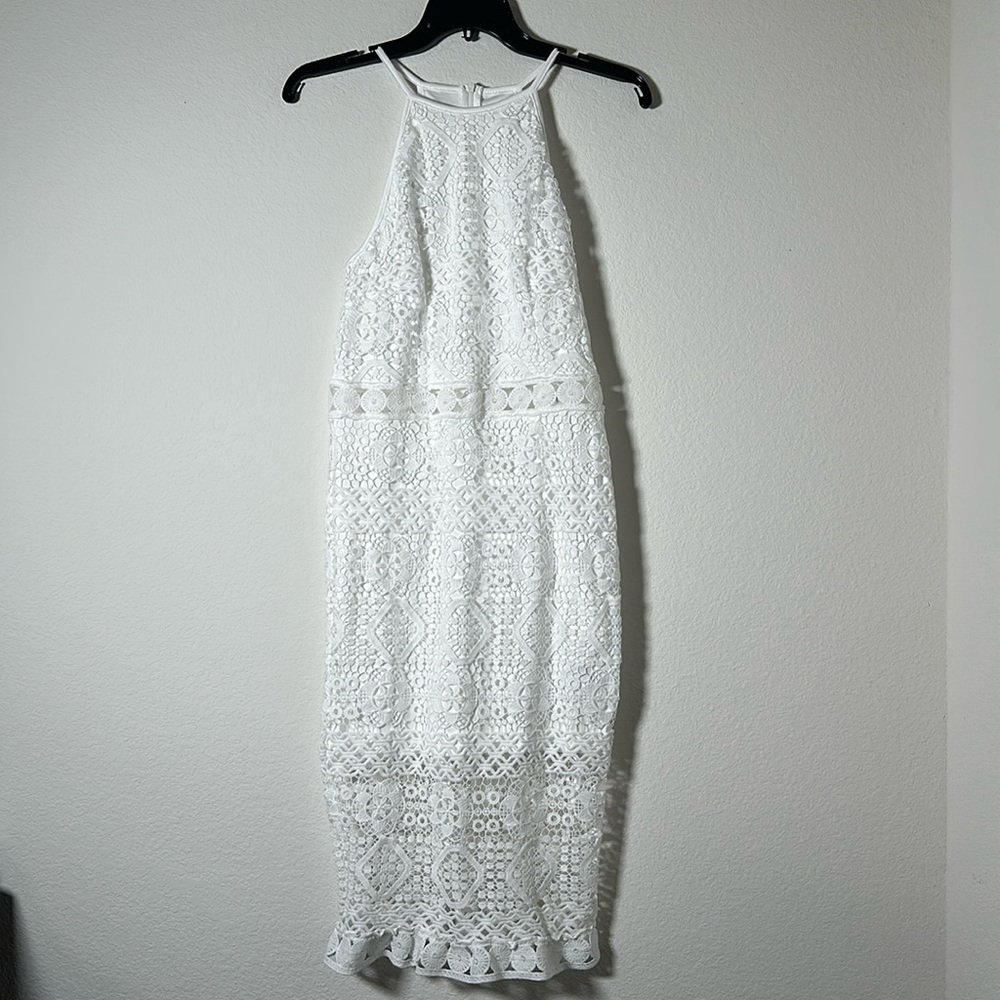 Shein White Crochet sleeveless Midi Dress